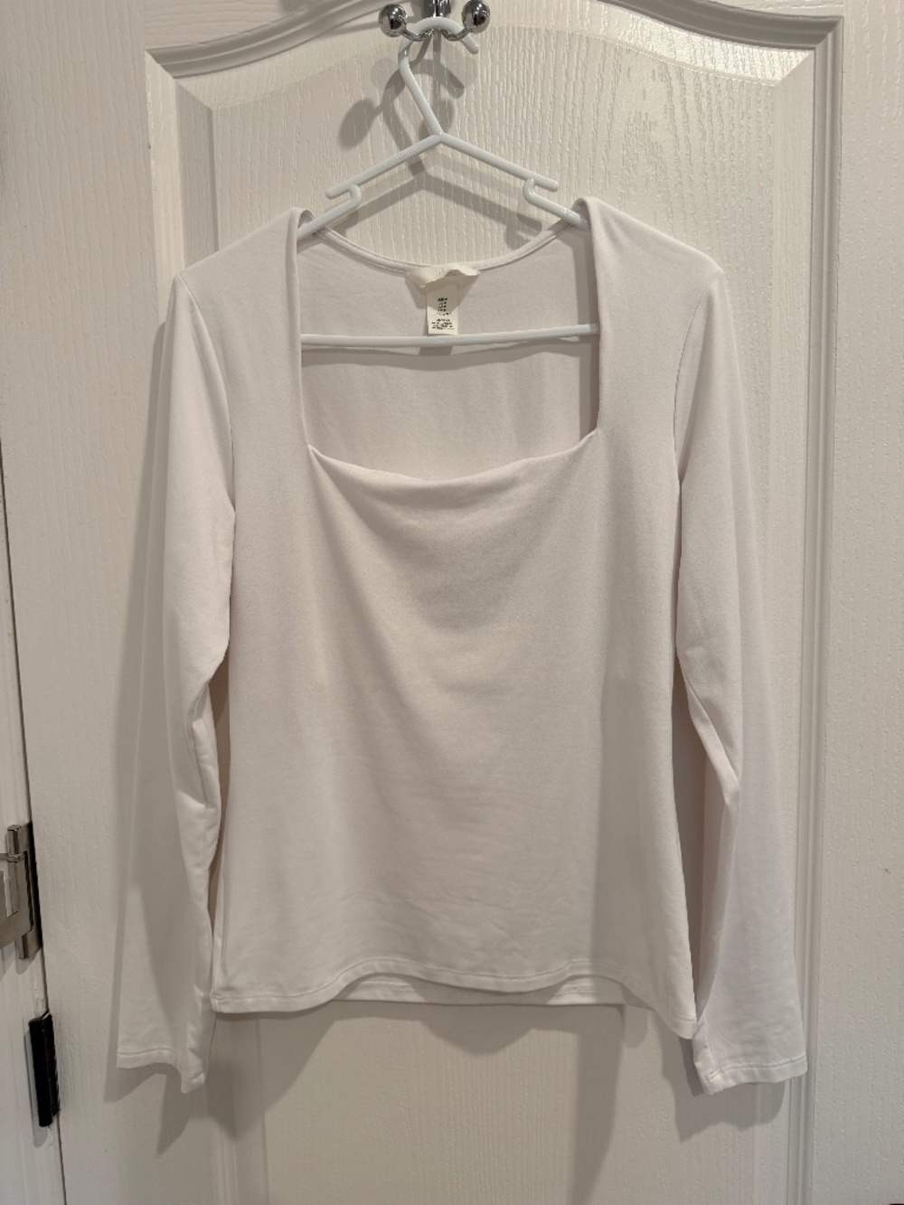 H&M White Cowl Neck Long Sleeve Top M